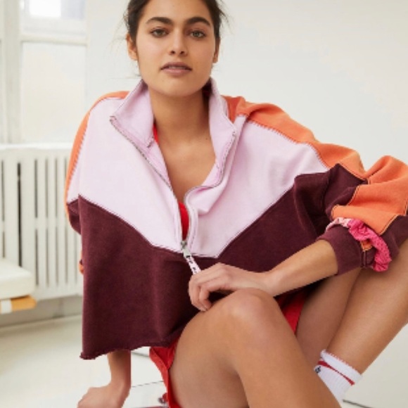 Free People Sweaters - Free People Split Second 1/2 ZIP Pullover In Fig Jam Size Small Oversized